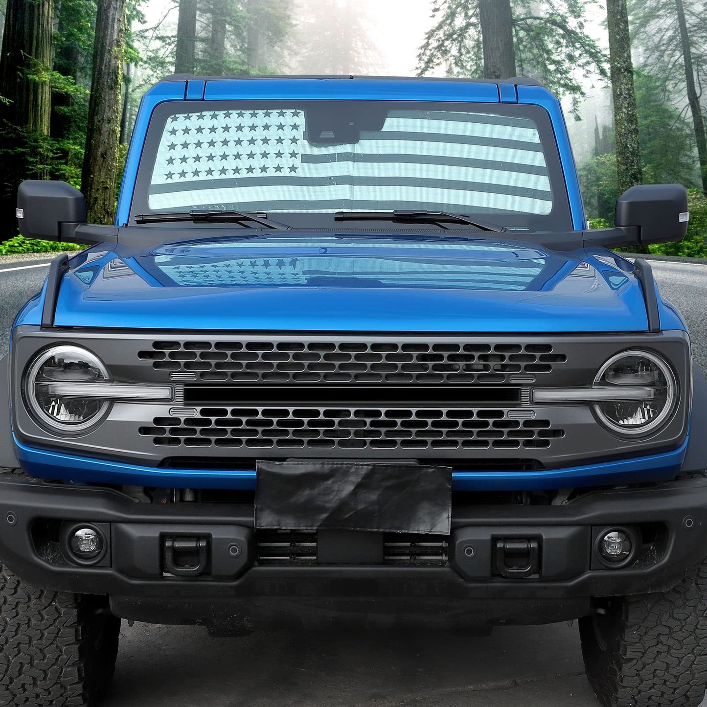 US Flag Windshield Sun Shade for 2021-2023 Ford Bronco - Heat Shield Visor
