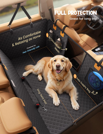 Dog Car Seat Cover - Waterproof Hammock with Mesh Window