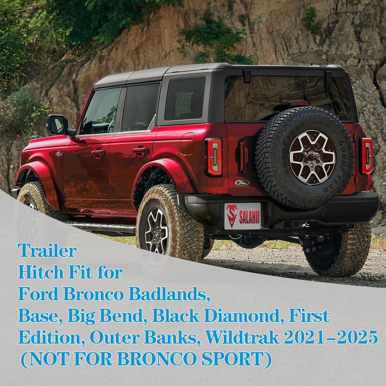 Ford Bronco Trailer Tow Hitch | 2“ Receiver Hitch for Ford Bronco 2021-2025 | Heavy Duty Steel Trailer Tow Hook Ford Bronco 2-Inch Receiver Hitch | 𝐔𝐩𝐠𝐫𝐚𝐝𝐞𝐝