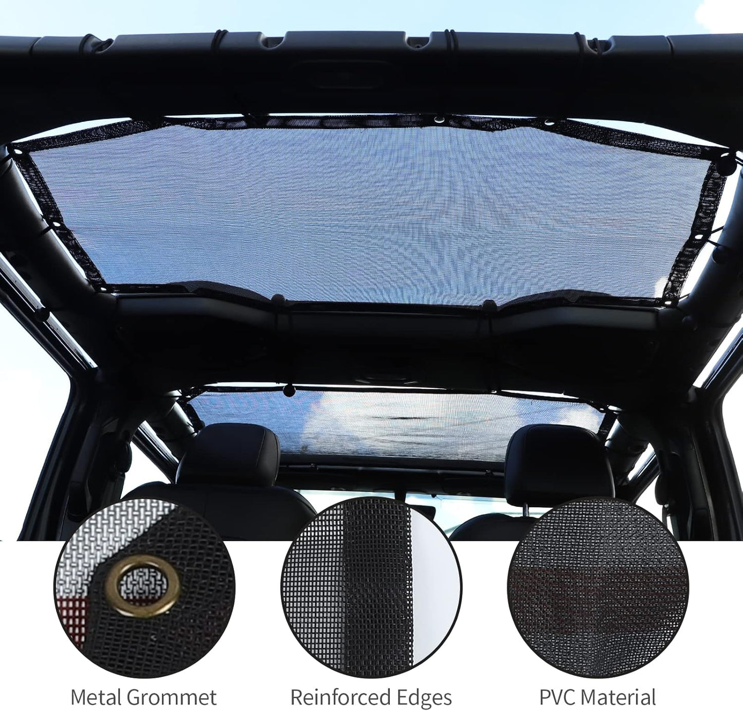 2-Piece Mesh Sun Shade for 2018-2024 Jeep Wrangler JL Unlimited (Front & Rear)