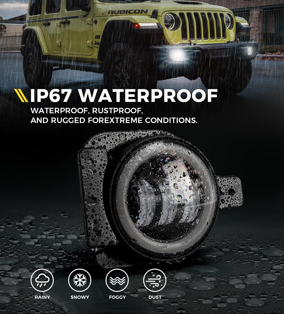 300% Brighter LED Fog Lights for 2018-2025 Jeep JL & Gladiator JT - DOT, Plug & Play