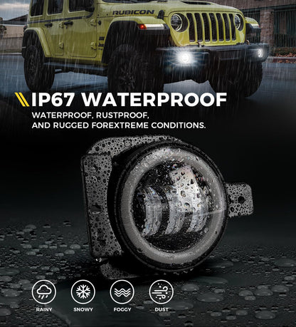 300% Brighter LED Fog Lights for 2018-2025 Jeep JL & Gladiator JT - DOT, Plug & Play
