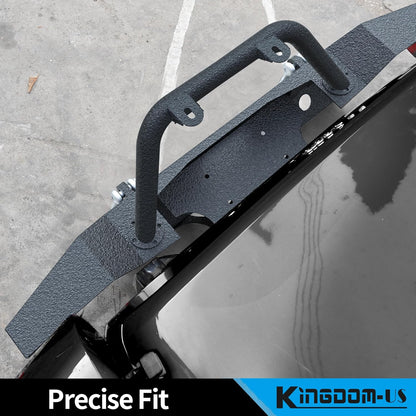 LEDKINGDOMUS Full Width Front Bumper Compatible with 07-18 Jeep Wrangler JK and JK Unlimited Rock Crawler With Fog Lights Hole, Winch Plate Black Textured