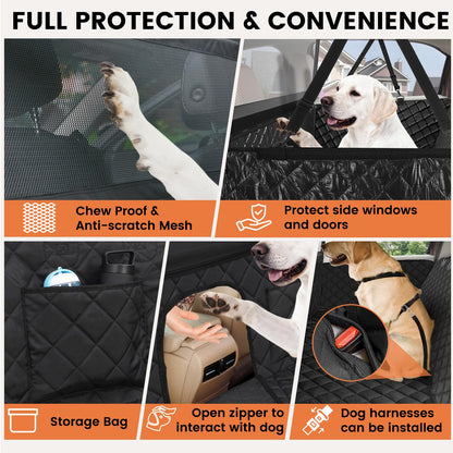 44" High-Back Pet Barrier/Hammock Combo - 440 lb Capacity, Water-Resistant Hard Bottom for SUV/Truck