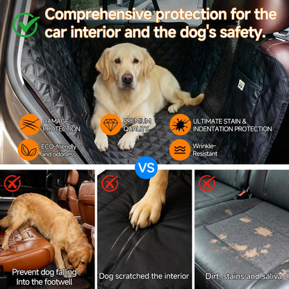 Waterproof Reversible Dog Car Seat Cover with Mesh Window