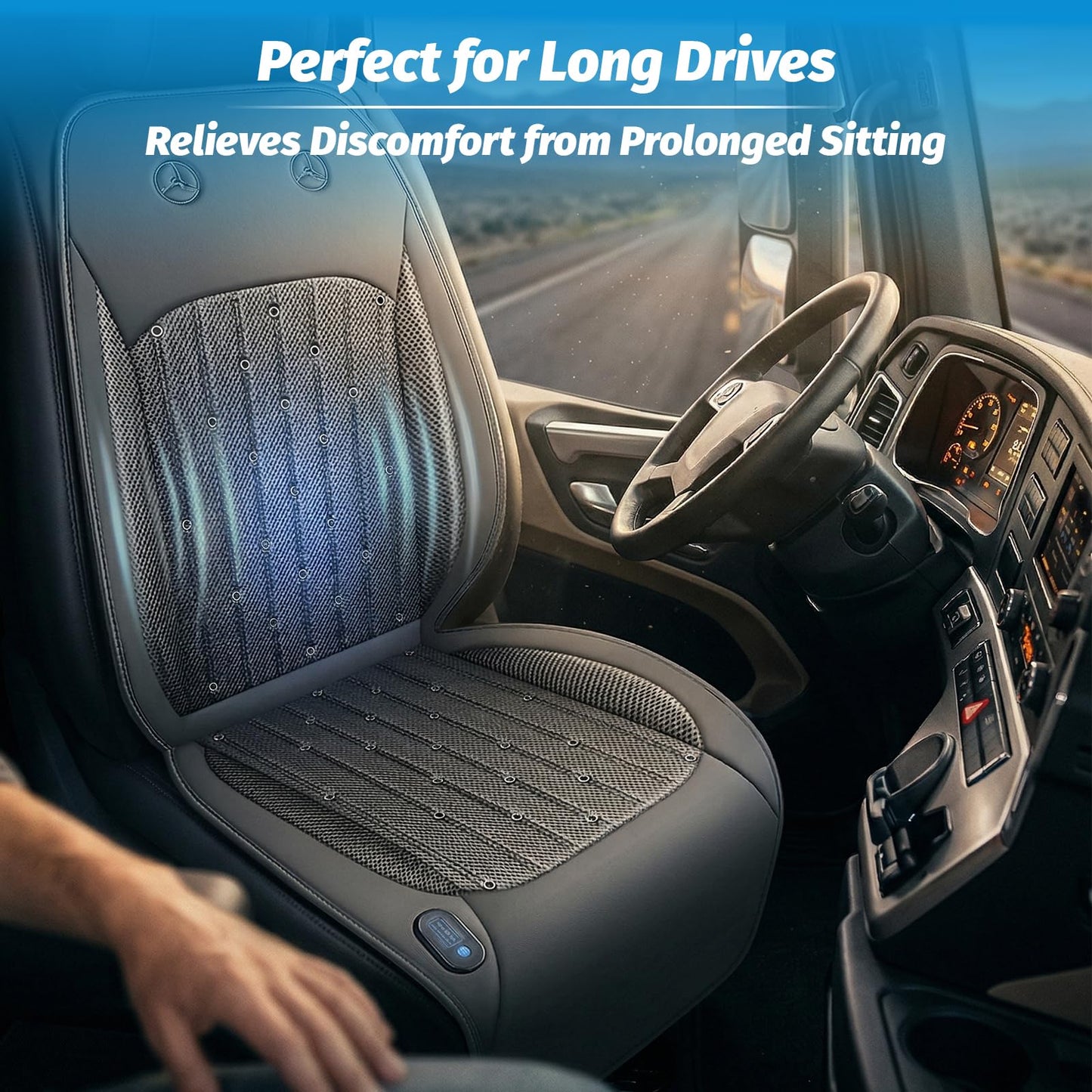 Ventilated Car Seat Cover with Dual Turbo Fans, 3-Speed Cooling Cushion