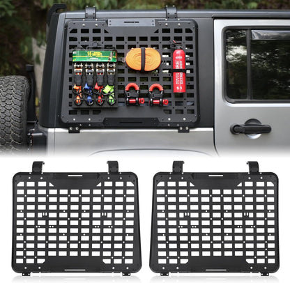 for Jeep Wrangler 2007-2018 Rear Window Storage Panel,Window Cargo Shelf 4 Doors Tactical Storage System Multifunctional Flank Kit 2PCS