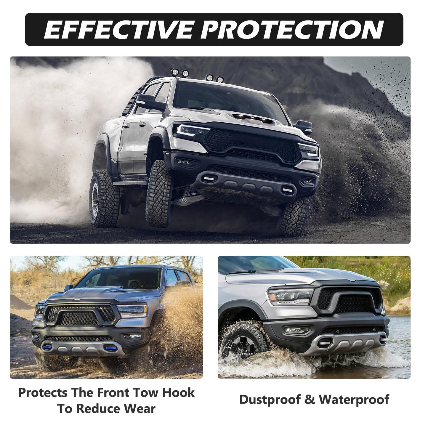 Red Front Tow Hook Covers for 2019-2026 Ram 1500 (Excludes Classic/Warlock/2500/3500)