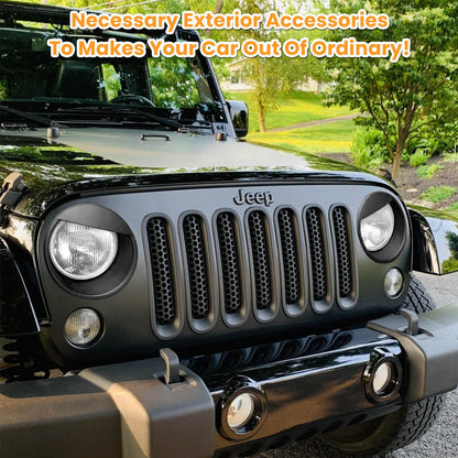 Matte Black Grille & Headlight Trim Set for Jeep Wrangler JK 2007-2018