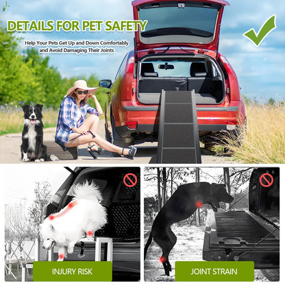 71"x17.3" Foldable Dog Ramp - 250 lb Capacity, Non-Slip Wide Surface for SUV/Truck/Car
