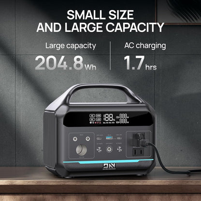 Portable Power Station 300W (600W Surge), 204Wh Solar Generator LiFePO4 Electric with AC&DC Outlets Fast Charging for Outdoors Camping Essentials Backup Bank Emergency, RV, Off-Grid Living