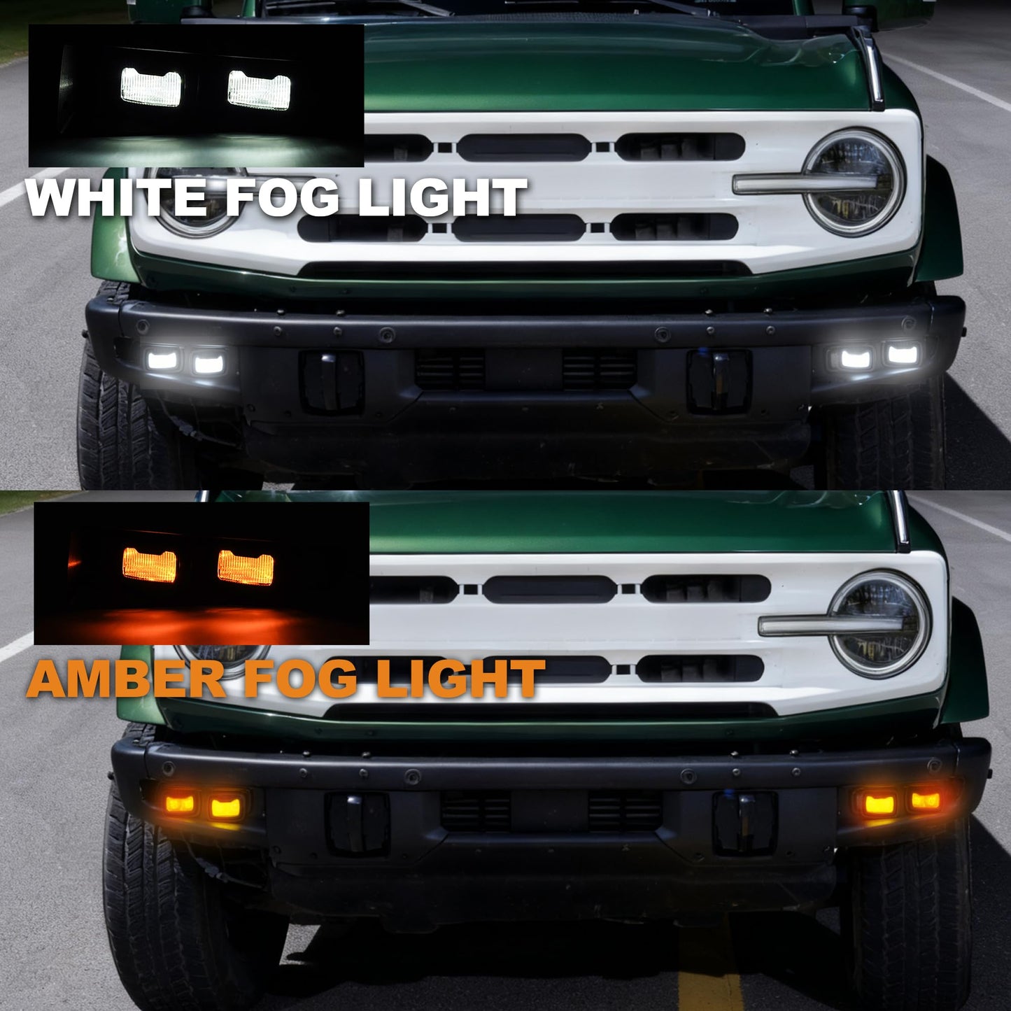 Bronco LED Fog Lights: Raptor Style, DRL Turn Signal, Dual Color