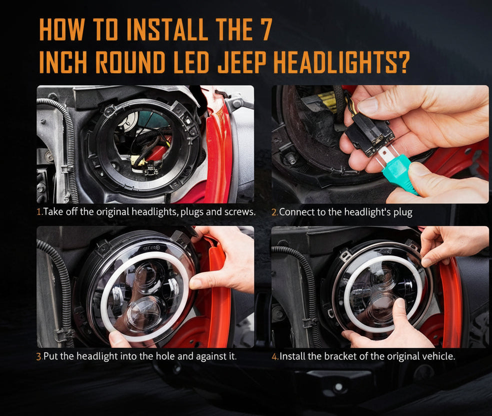 DOT Approved 7" LED Headlights for Jeep Wrangler 1997-2018 - with DRL & Signals