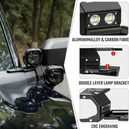 Aluminum A-Pillar Light System Mount For Ford Bronco 2021+(Not fit for Ford Bronco Sport)