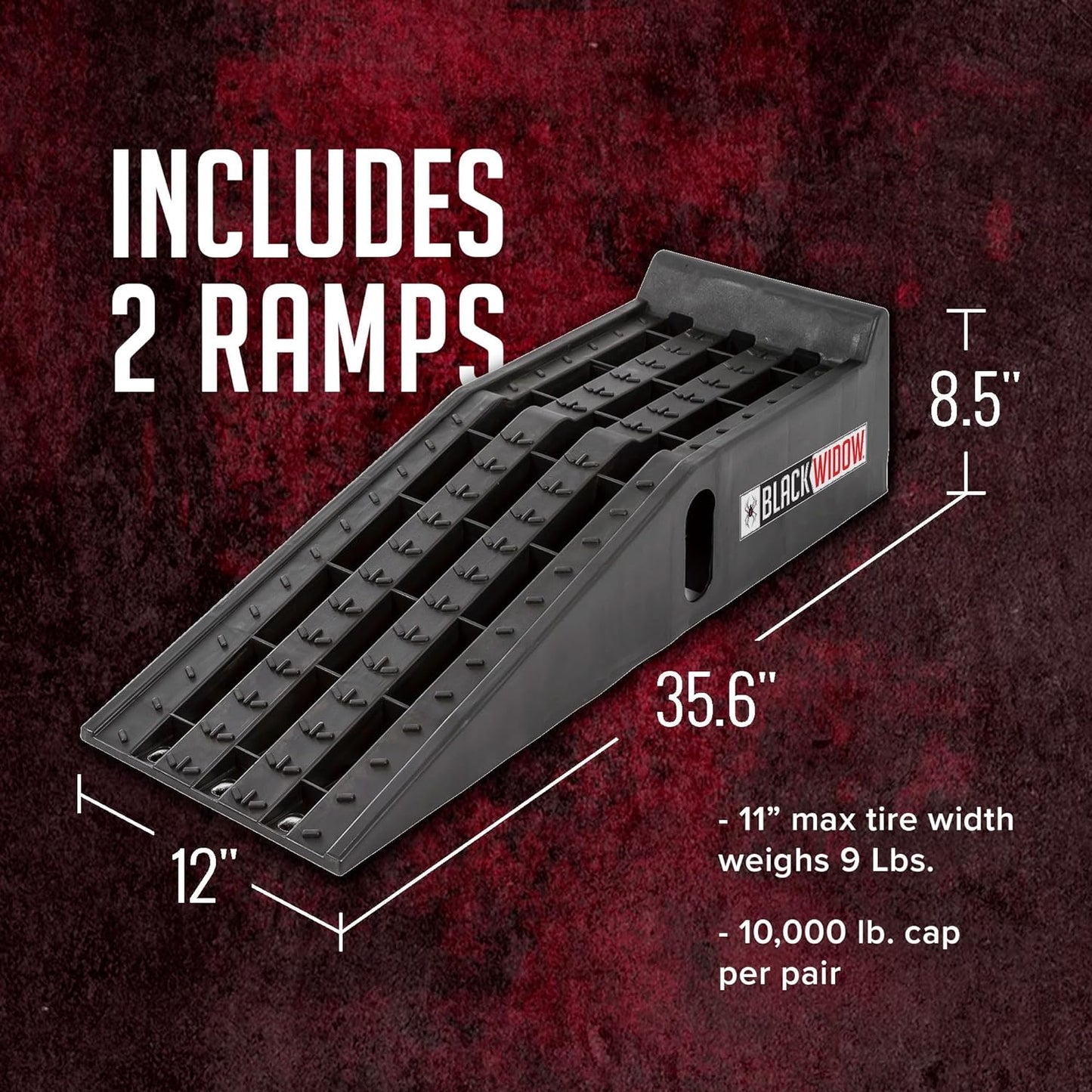 A Pair Plastic Car Service Ramps - 10,000 lbs Capacity Lifts Vehicles 6.25" H