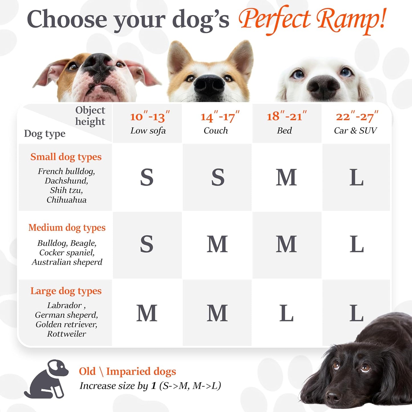 Adjustable Wooden Dog Ramp for Couch, Car Sofa (Walnut - Grey Carpet, Medium) - OHMU