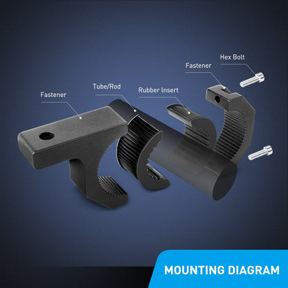 2-Pack Horizontal LED Light Bar Clamp Mount - Roll Cage/Roof Tube, Black