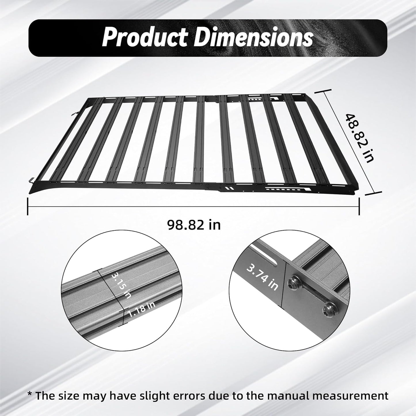 MusixiA Roof Rack Cross Bars Fit for 2021-2025 Ford Bronco 4 Doors Hardtop, Full-Length Cargo Basket Steel Luggage Carrier 10 Bars (Exclude Bronco Sport), Load 850 lbs