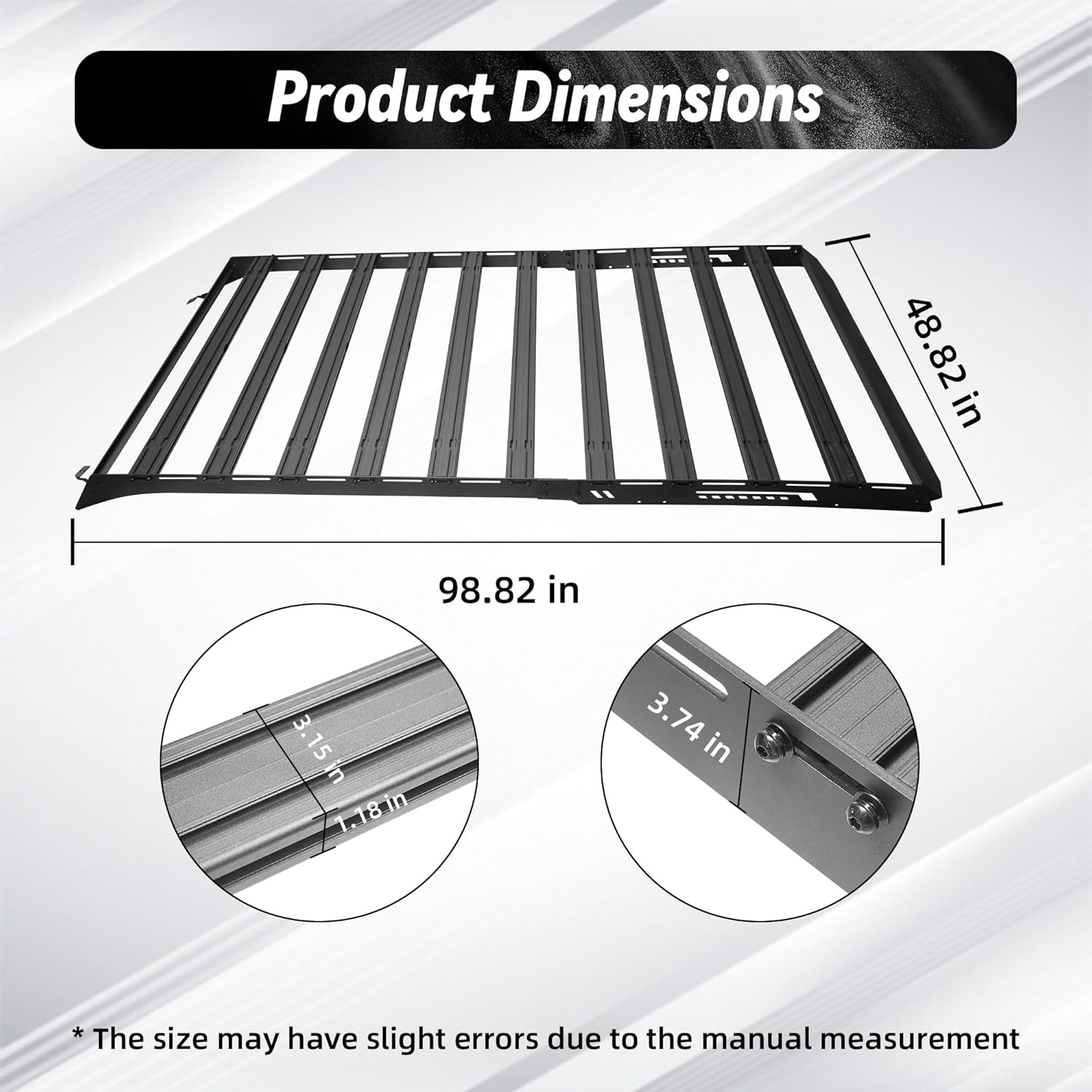 MusixiA Roof Rack Cross Bars Fit for 2021-2025 Ford Bronco 4 Doors Hardtop, Full-Length Cargo Basket Steel Luggage Carrier 10 Bars (Exclude Bronco Sport), Load 850 lbs