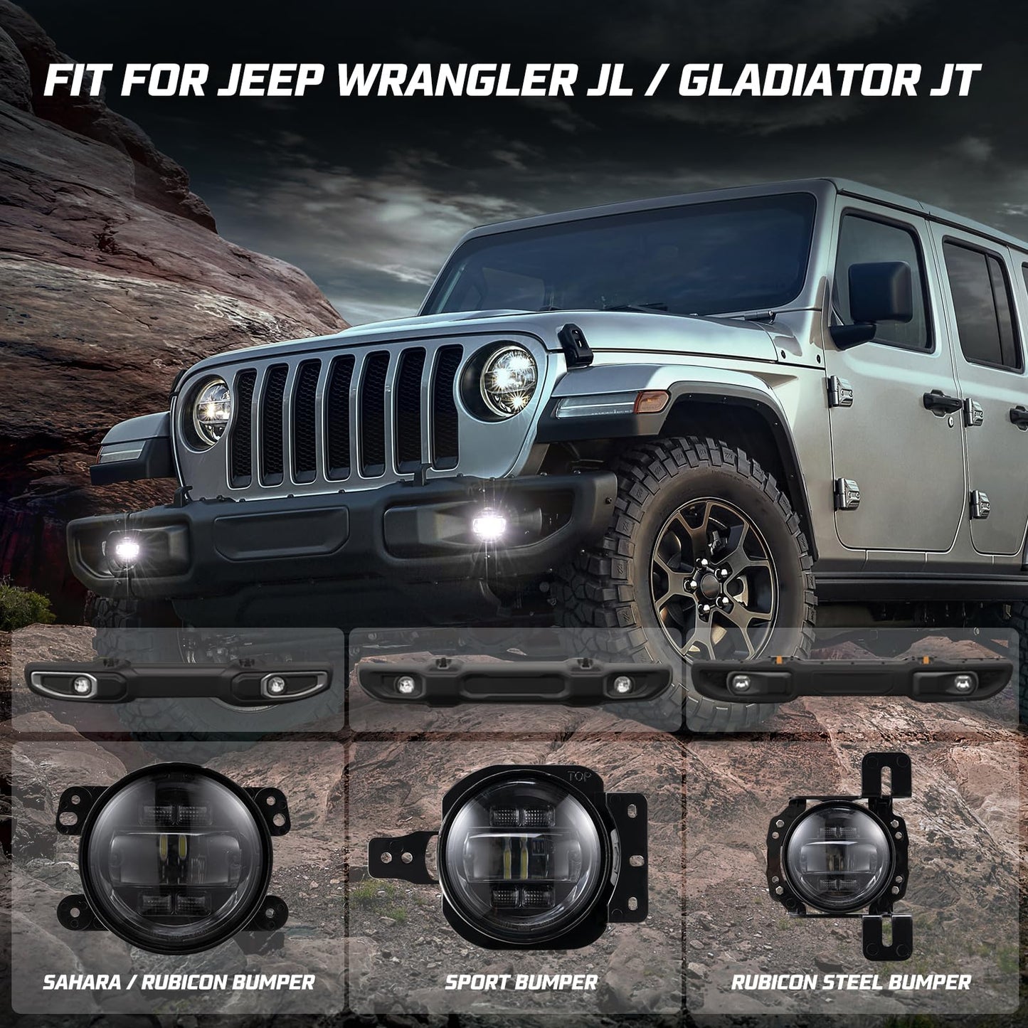 Jeep Gladiator/Wrangler JL LED Fog Lights Kit