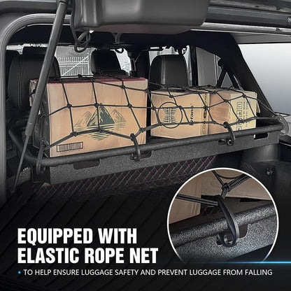 Rear Trunk Cargo Storage Rack Compatible for 2007-2025 Jeep Wrangler JK JKU & JL JLU Unlimited 4 Door Hardtops, Interior Luggage Rack Shelf for Camping Gear (350 LBS)