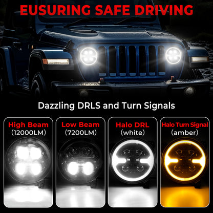 9 Inch LED Headlights for Wrangler JL/JT, DOT Approved with DRL & Turn Signal