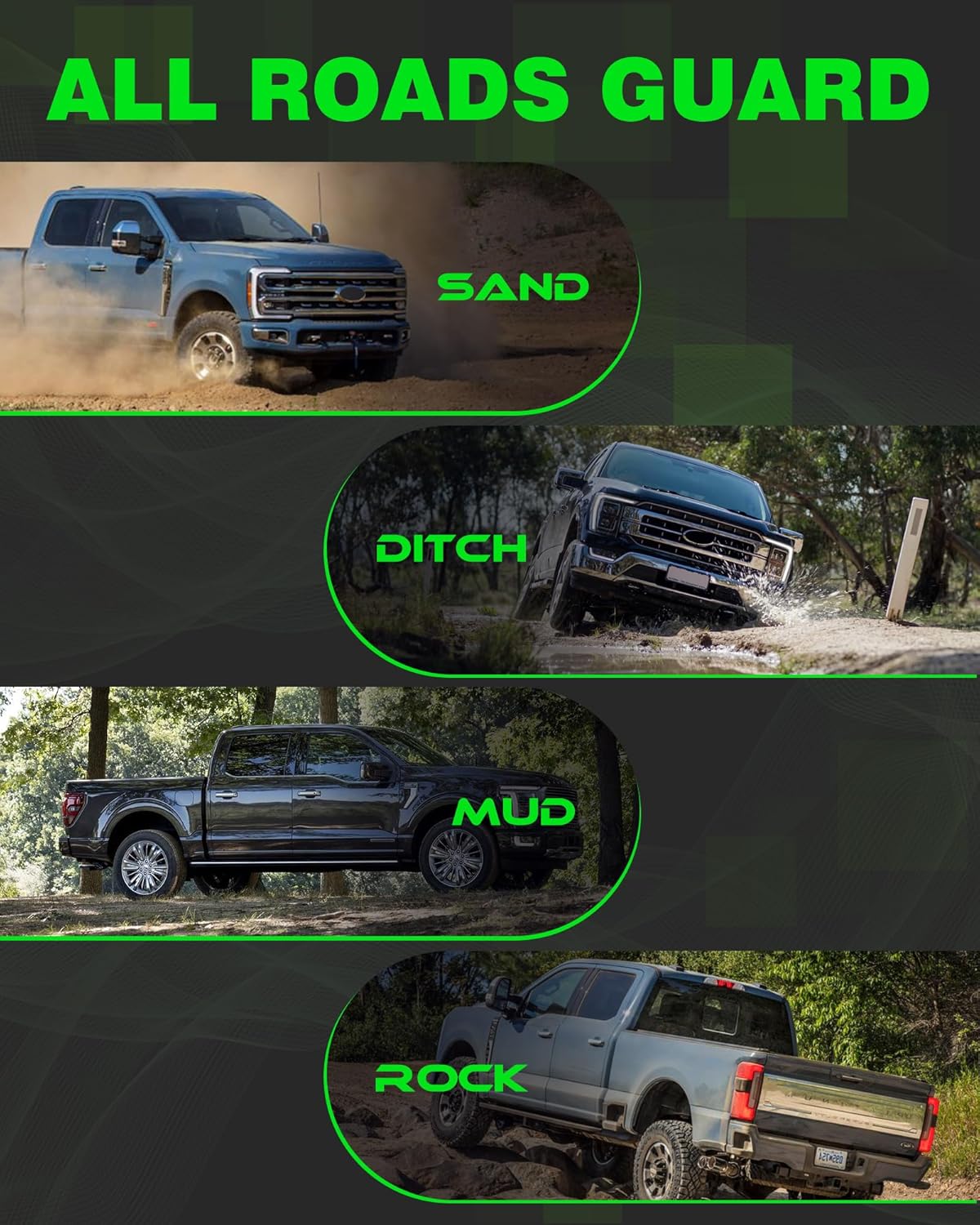 2X Truck Mud Flaps Fit for Ford F150 F250 F350 F450 Splash Guards Off-Road Style