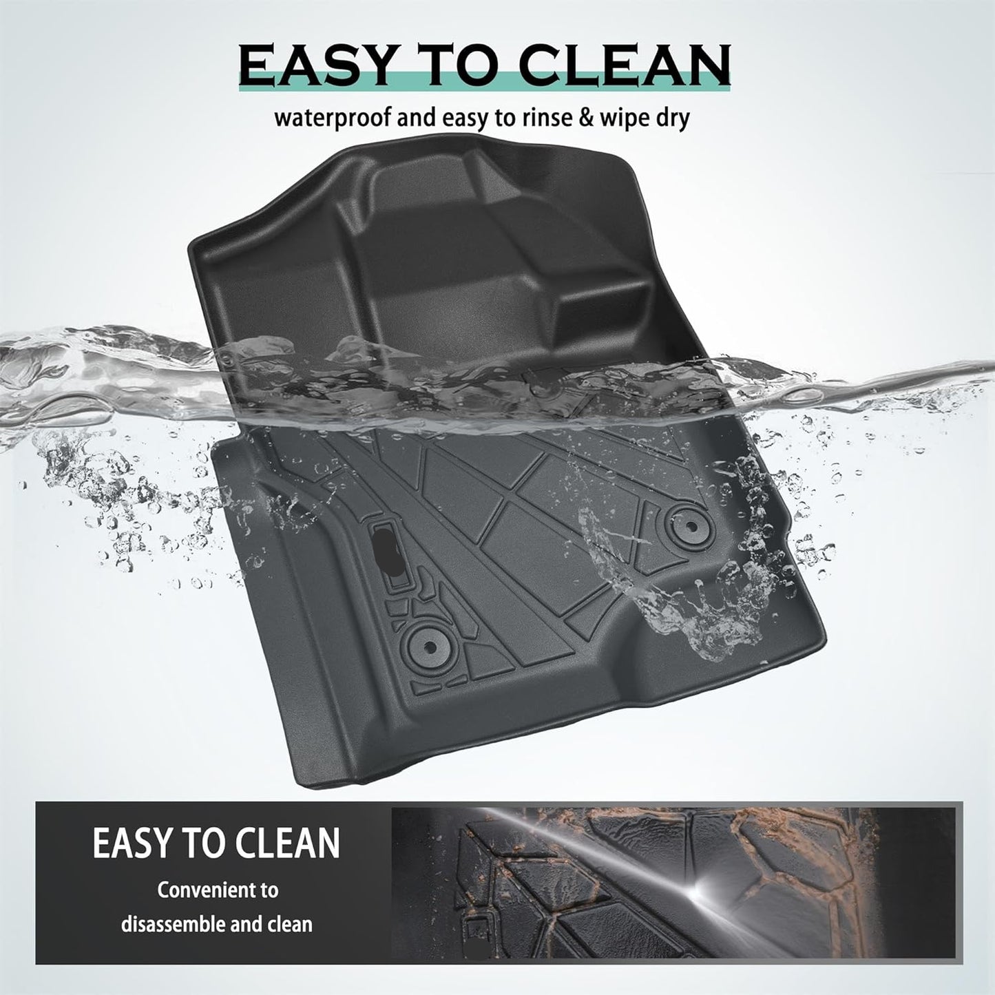 KARPAL Floor Mats Fit 2015-2024 2025 Ford F-150 SuperCrew (Includes 22-25 Lightning) Custom Fit TPE All Weather F150 Accessories 1st Floor Mats & 2-in-1 Rear Floor Mat