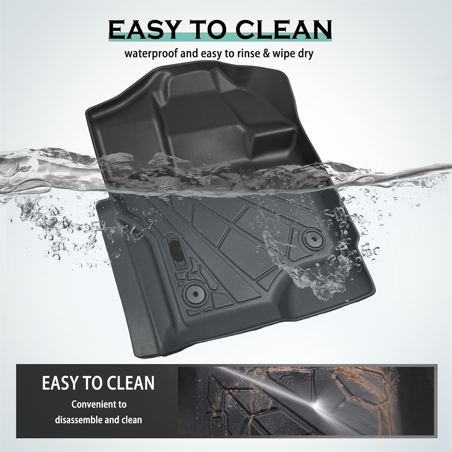 KARPAL Floor Mats Fit 2015-2024 2025 Ford F-150 SuperCrew (Includes 22-25 Lightning) Custom Fit TPE All Weather F150 Accessories 1st Floor Mats & 2-in-1 Rear Floor Mat