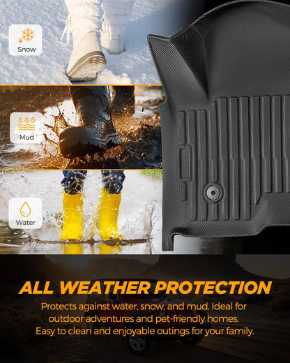 TPE All-Weather Floor Mats for 2019-2026 Chevy/GMC Crew Cab w/40-20-40 Bench Seat