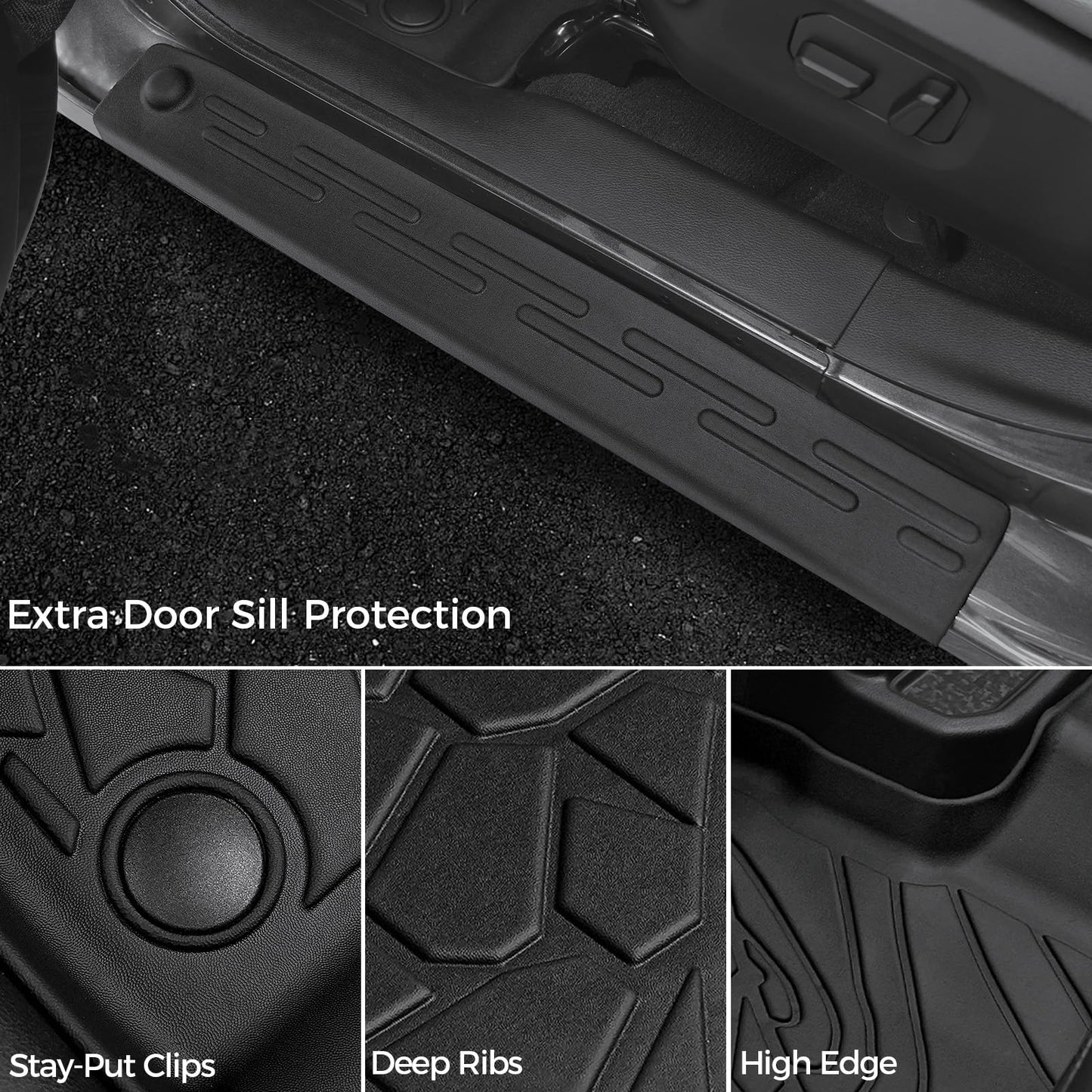 All-Weather TPE Floor Mats, Cargo Liner & Door Sill Guards for 2018-2026 Jeep Wrangler JL 4-Door (Gas)