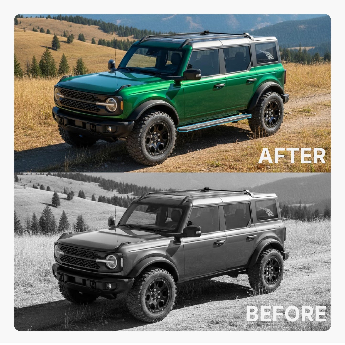 Aluminum Running Boards for 2021-2026 Ford Bronco 4-Door - Anti-Slip Side Steps