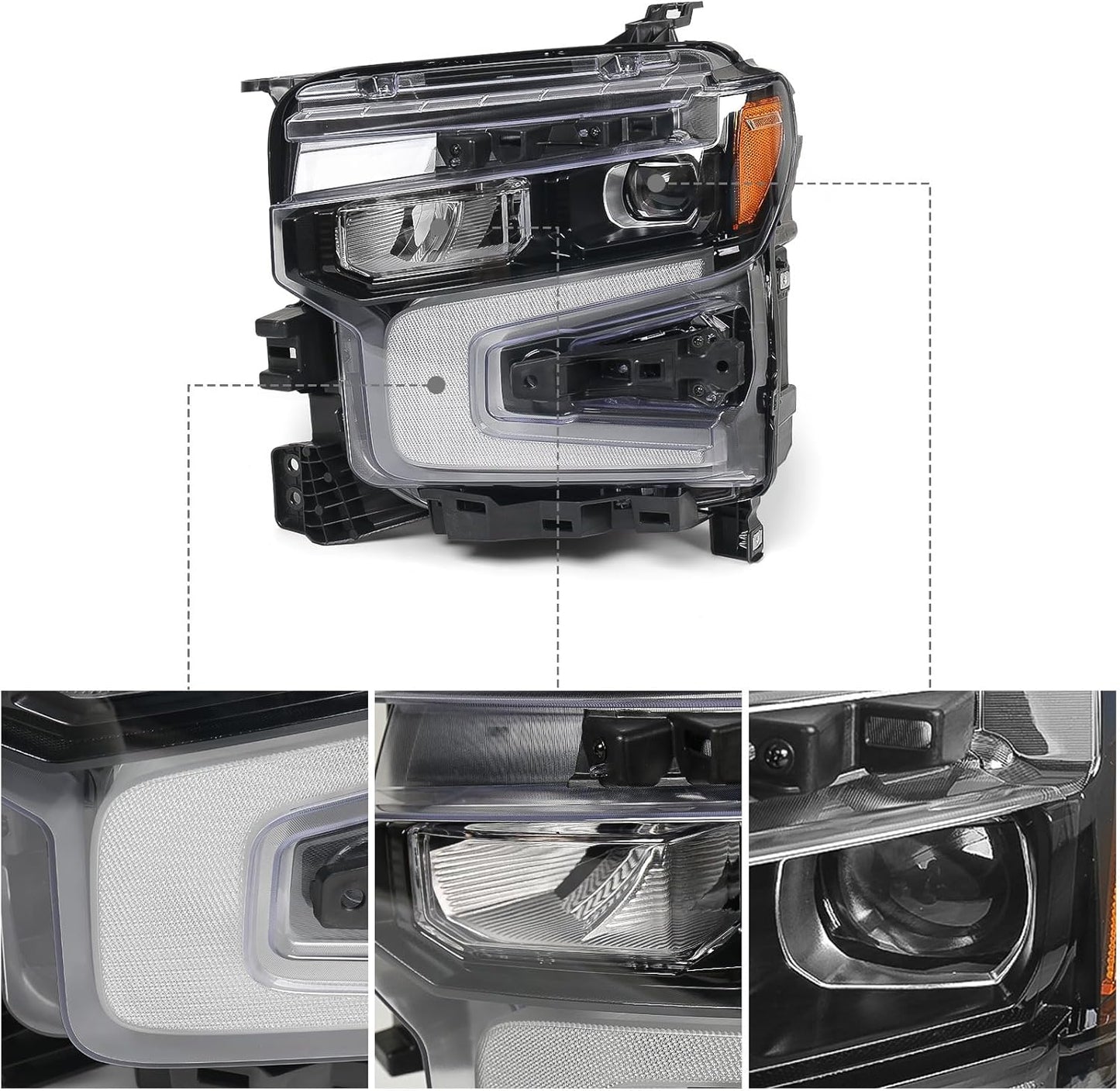 Huray LED Headlight for Chevy Silverado 1500 2022 2023 2024 ZR2 Model LED Head Lamp (Black, Driver Side (Left))