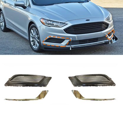 Ford Fusion Front Bumper Fog Light Covers with Chrome Trim