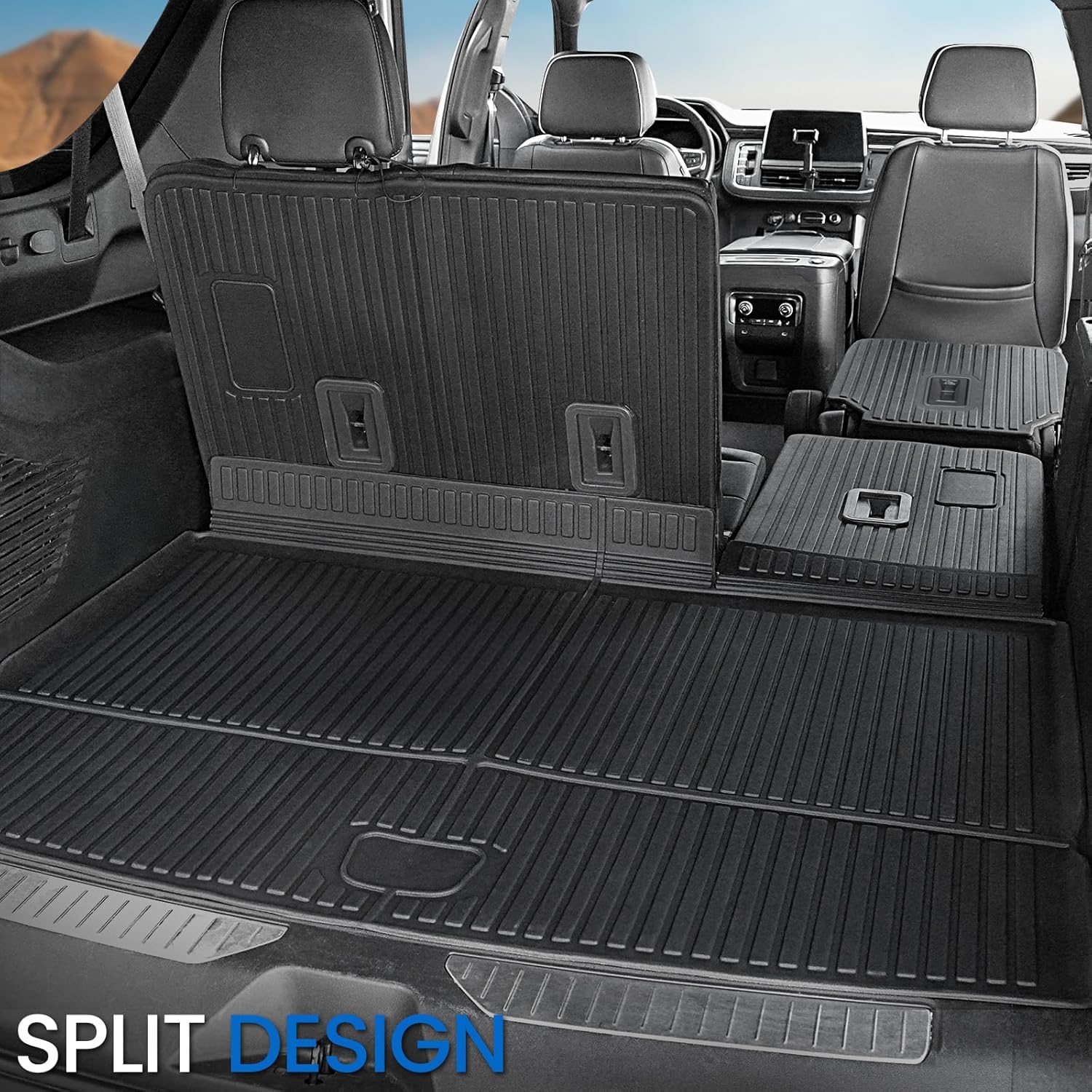 Cargo Mat Backrest Mats for 2021-2024 2025 Chevrolet Chevy Suburban/GMC Yukon XL SUV Car Mat Accessories, All Weather TPE Trunk Cargo Liner(Cargo Mat+3rd Row Backrest Mat)
