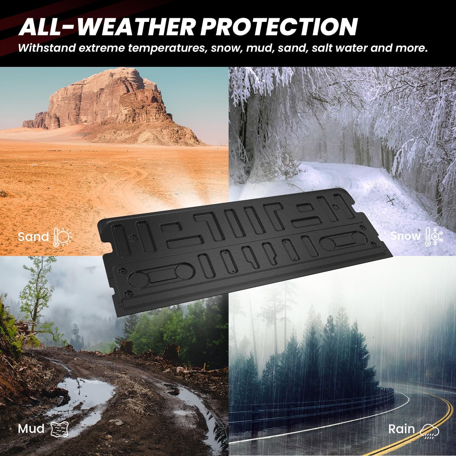 LASFIT Tailgate Mat for Ford F-150 2021-2026(Without Work Surface or Pro Access Tailgate) Truck Tailgate Liner All Weather Protector TPE Tailgate Cover, 1pc Black