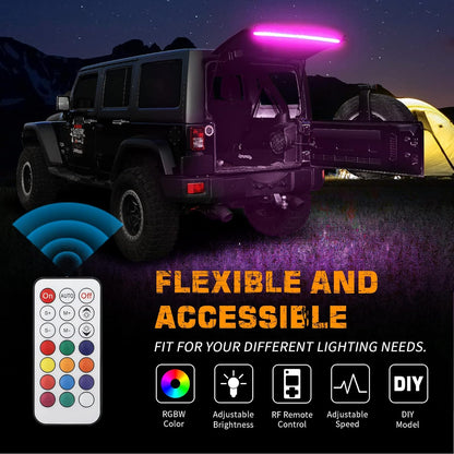 40" RGBW Rear Window Light Strip with Remote for Jeep Wrangler - Cargo & Camping