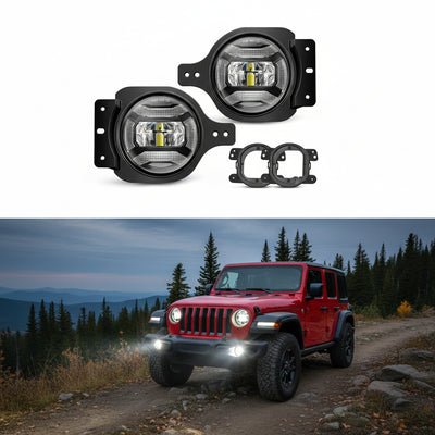4" LED Fog Lights with Brackets for 2018-2023 Jeep Wrangler JL & Gladiator JT