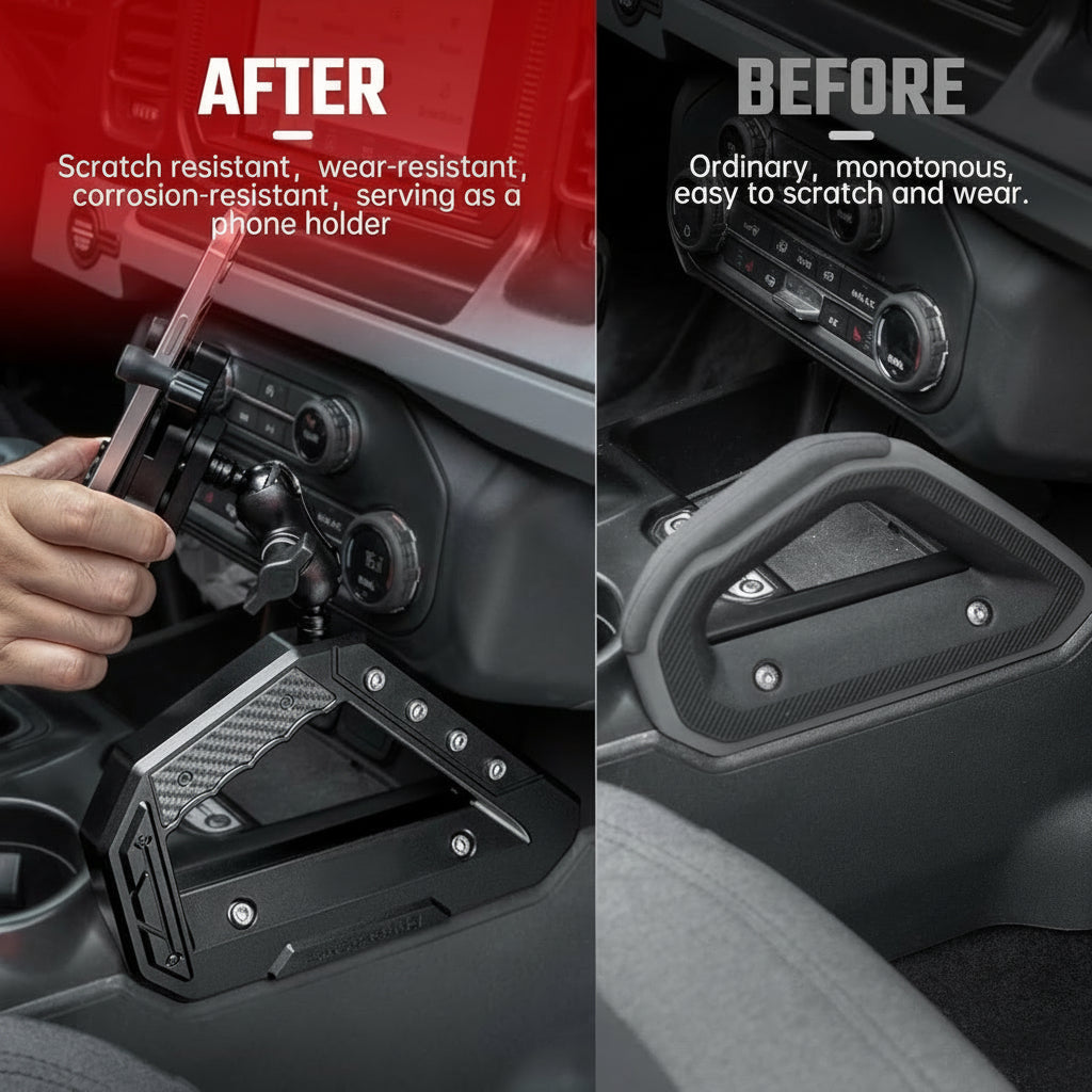 Aluminum Center Console Grab Handle with Phone Holder for Ford Bronco 2021+(Not fit for Ford Bronco Sport)