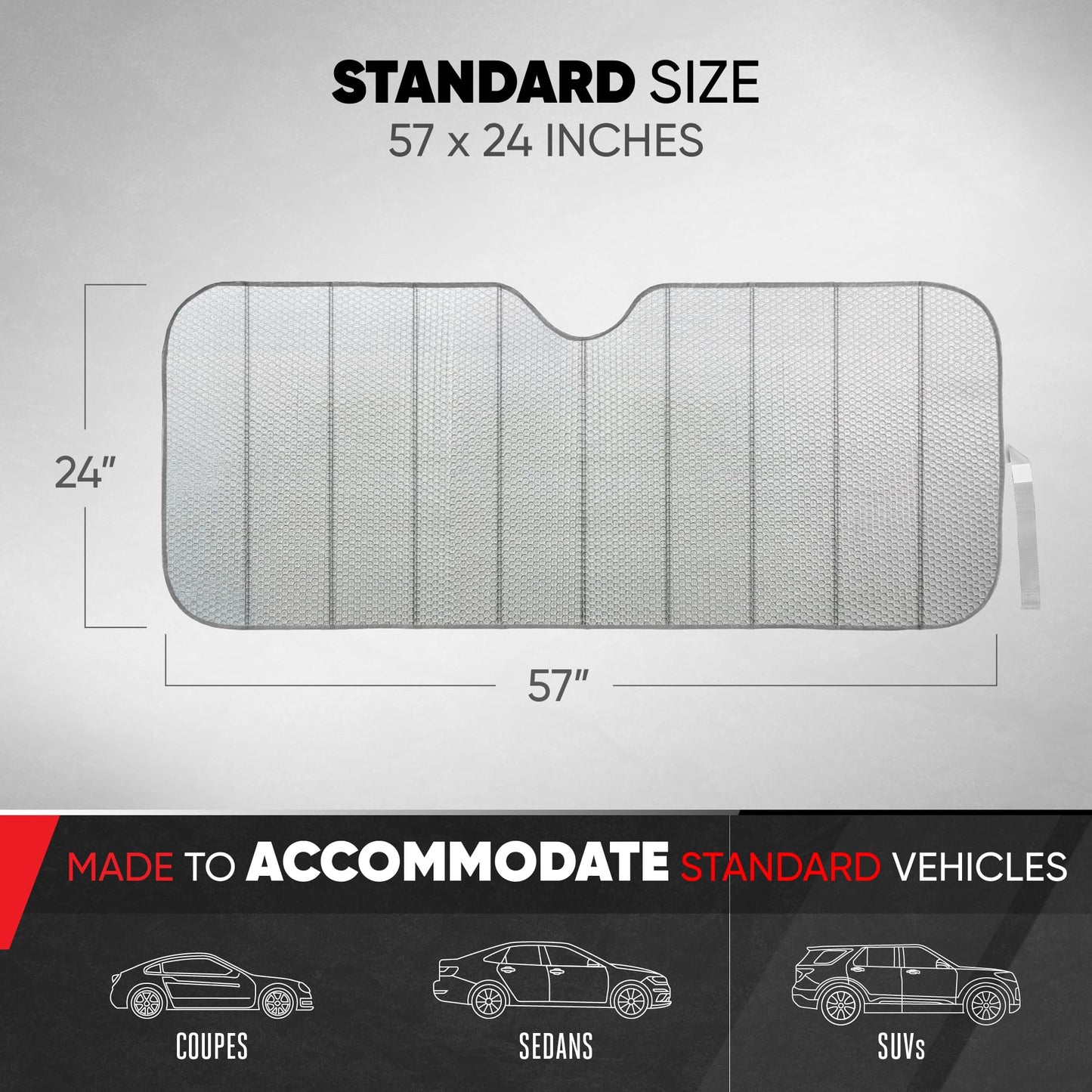 Car Windshield Sun Shade - Accordion Folding Heatshield for Truck, SUV, Van