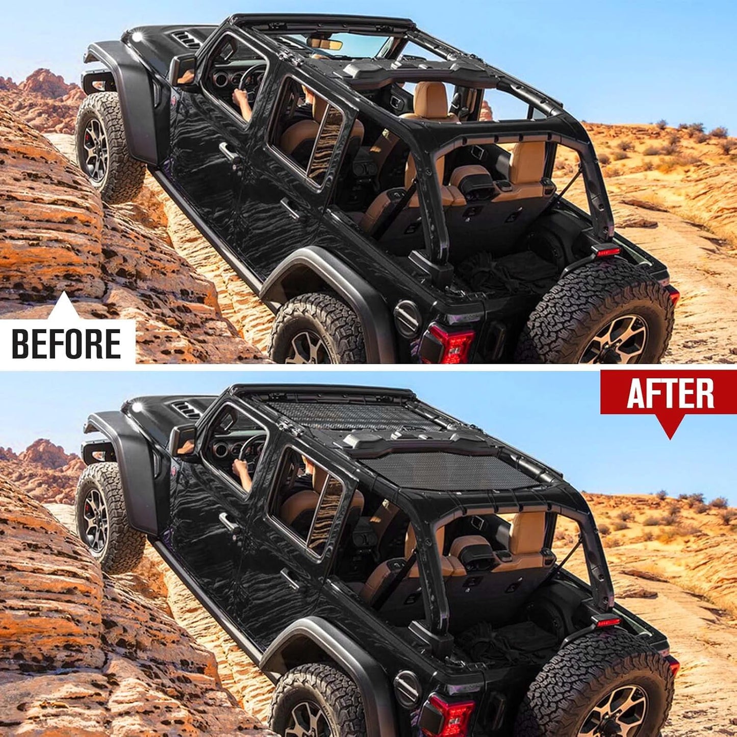 2-Piece Mesh Sun Shade for 2018-2024 Jeep Wrangler JL Unlimited (Front & Rear)