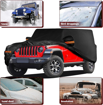 Waterproof Car Cover for 2006-2025 Jeep Wrangler 4-Door - with Driver Door Zipper