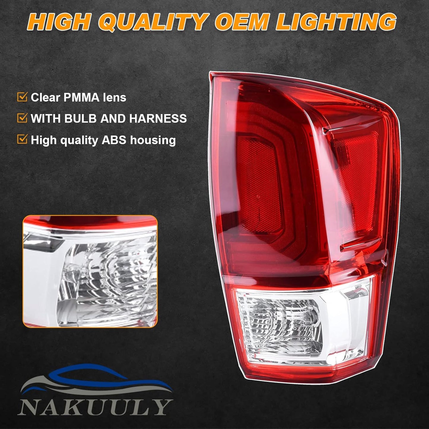 Nakuuly Tail Light Rear Lamp Compatible With 2016-2022 Toyota Tacoma Right Passenger Side Taillight Brake Signal Assembly with Bulb # ‎81550-04170