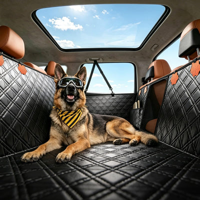 440 lb Hard-Bottom Dog Seat Extender - PU Leather w/Mesh Window for Sedan/SUV/Truck
