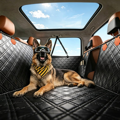 440 lb Hard-Bottom Dog Seat Extender - PU Leather w/Mesh Window for Sedan/SUV/Truck