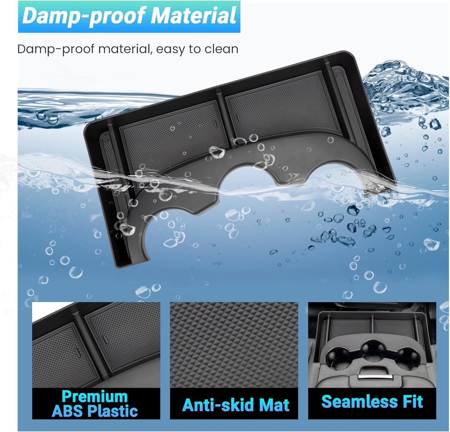 Front Cup Holder Storage Tray for 2013-2024 Ram 1500/Classic & 2500/3500 - Fits 3-Cup Jump Seat