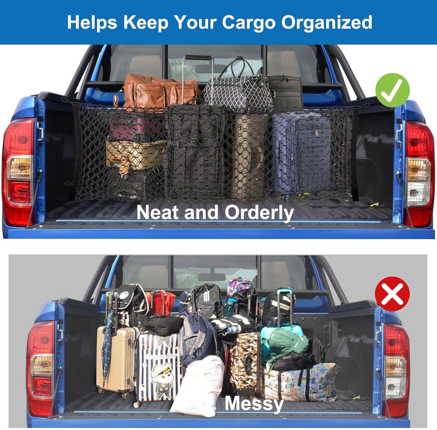Heavy Duty Elastic Cargo Net (18"x50") for Ford, Chevy & GMC Pickup Beds