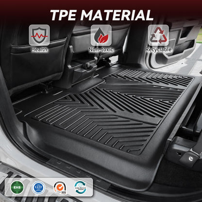 TPE Floor Mats for 2015-2026 Ford F-150 & Lightning SuperCrew (1st & 2nd Row, Black)
