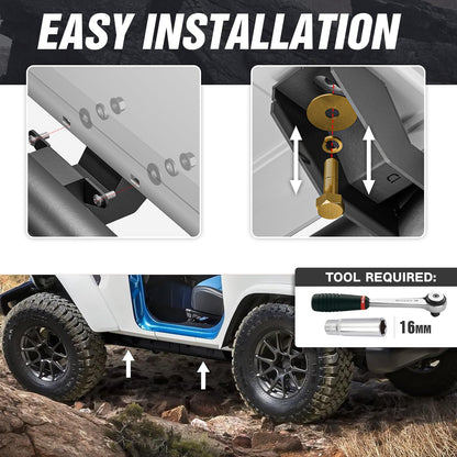 Drop Side Steps / Rock Sliders for 2018-2026 Jeep Wrangler JL 2-Door