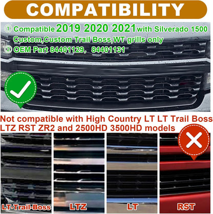 LED Grill Lights for 2019-2021 Chevy Silverado 1500 Grille Racing Lights Fits Custom Trail Boss WT Models Only,No Drill Installation,Silverado Accessories (Amber Style, 5)